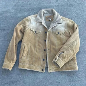 Aeropostale Vintage Corduroy + Sherpa Jacket Beige Yellowstone Dutton 90s